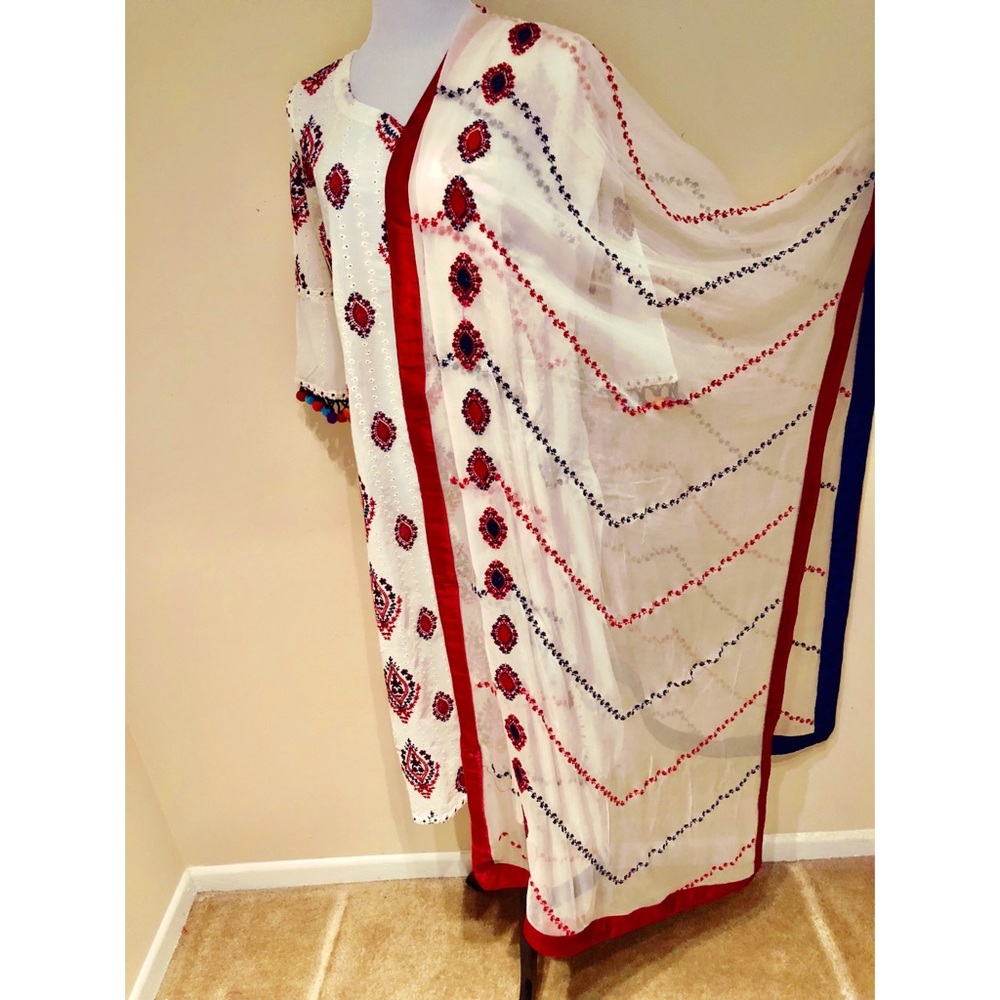 Embroidery Salwar Kameez Chiffon Dupatta